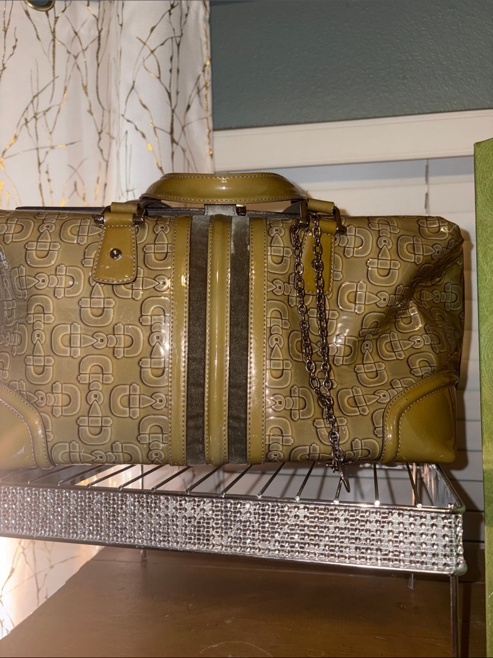 Gucci Glossy green doctor  PatentBag with Logo Disc Charm